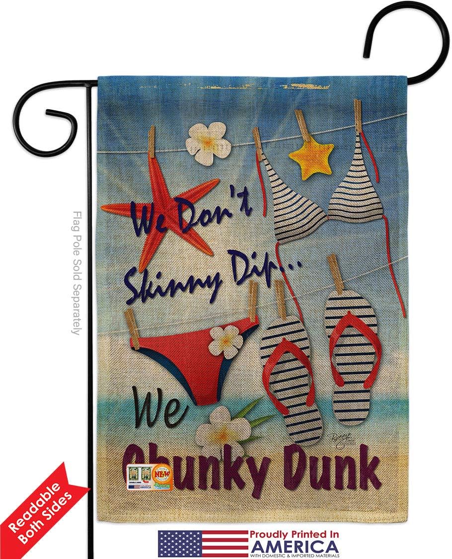 Chunky Dunk Burlap Garden Flag Coastal Beach Tropical Sea Shells Ocean Sand Outdoor Summer Coral Small Decorative Gift Yard House Banner Double-Sided Made In USA 13 X 18.5