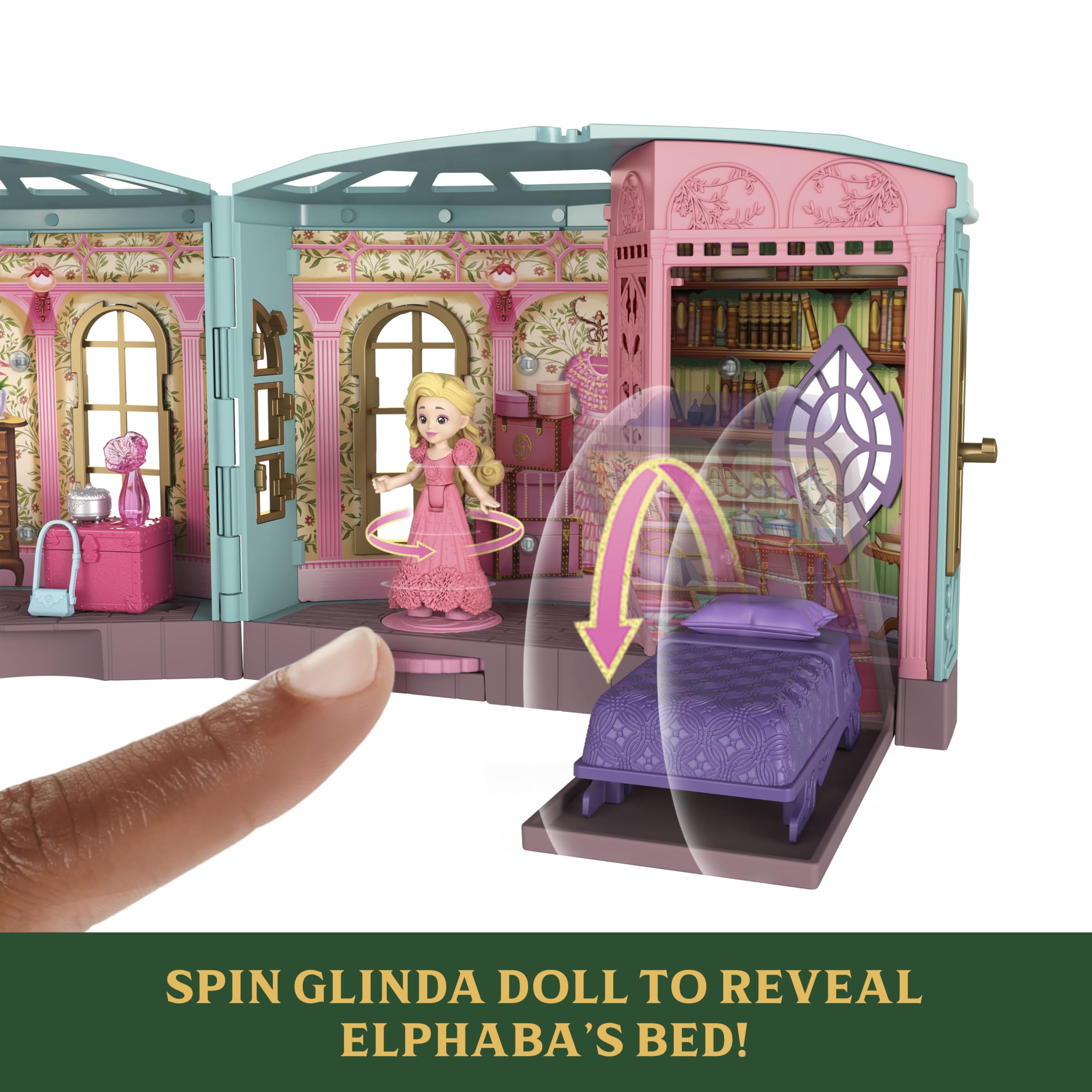 Mattel Universal Pictures’ Wicked So Popular Dorm Small Doll Playset with 3 Play Spaces & 9 Accessories, Inspired by the Movie, JHC00 - Image 3