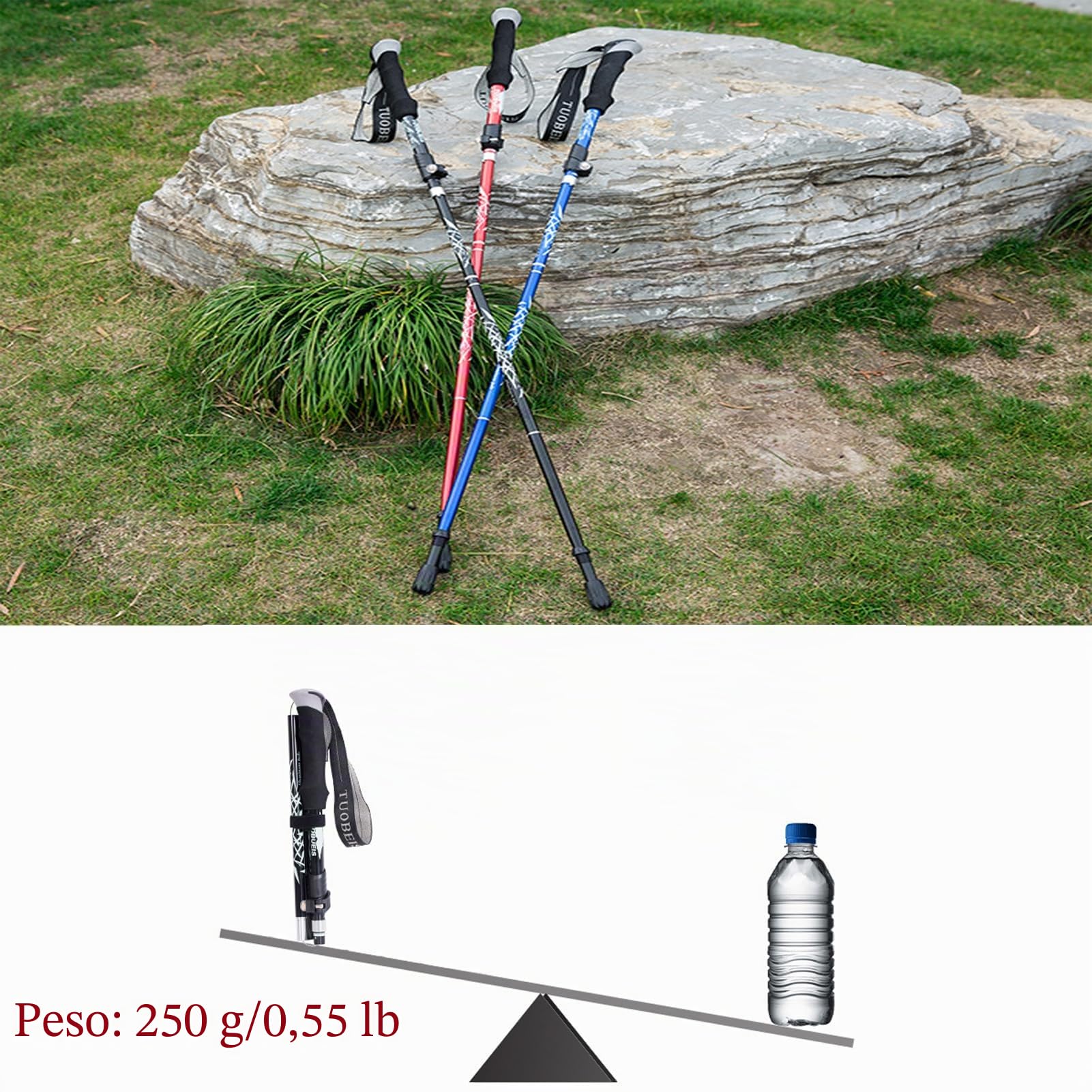 ThreeH 2 Pack Bastoni Trekking Bastoni Passeggio Pieghevoli Leggeri e Regolabili per l'escursionismo Campeggio Bastoni da Viaggio per Uomini Donne