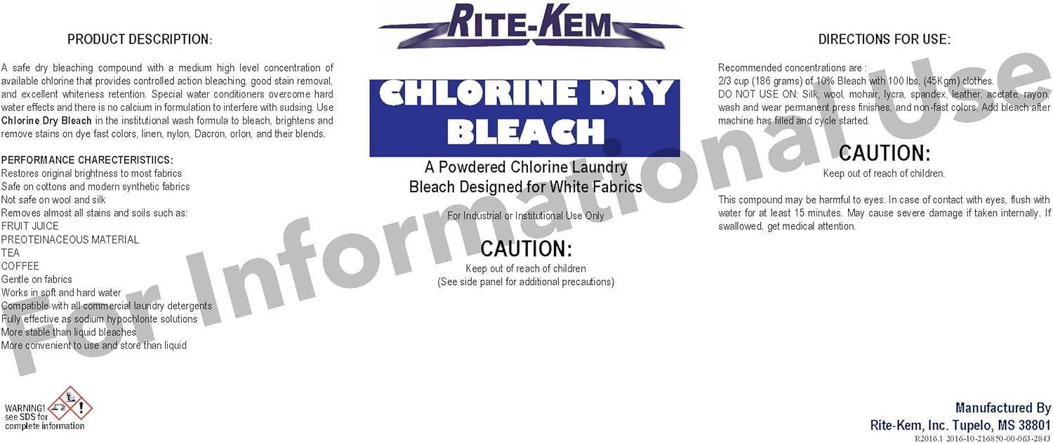 RiteKem CHLORINE DRY BLEACH 100 LB DR Health & Household
