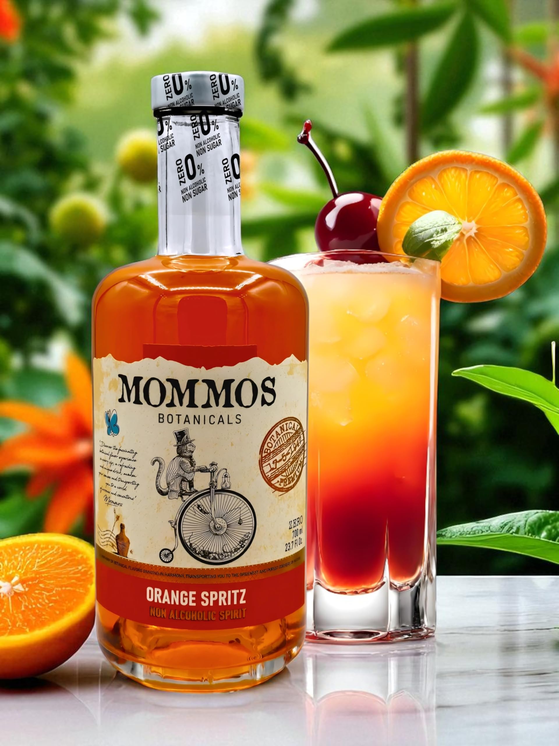 Mommos Orange Spritz 0,0% – Alternative ORANGE SPRITZ – Sans alcool – Sans sucre – Faible en calories – Premium – 700 ml | Pour les amateurs de spiritueux 0% alcool