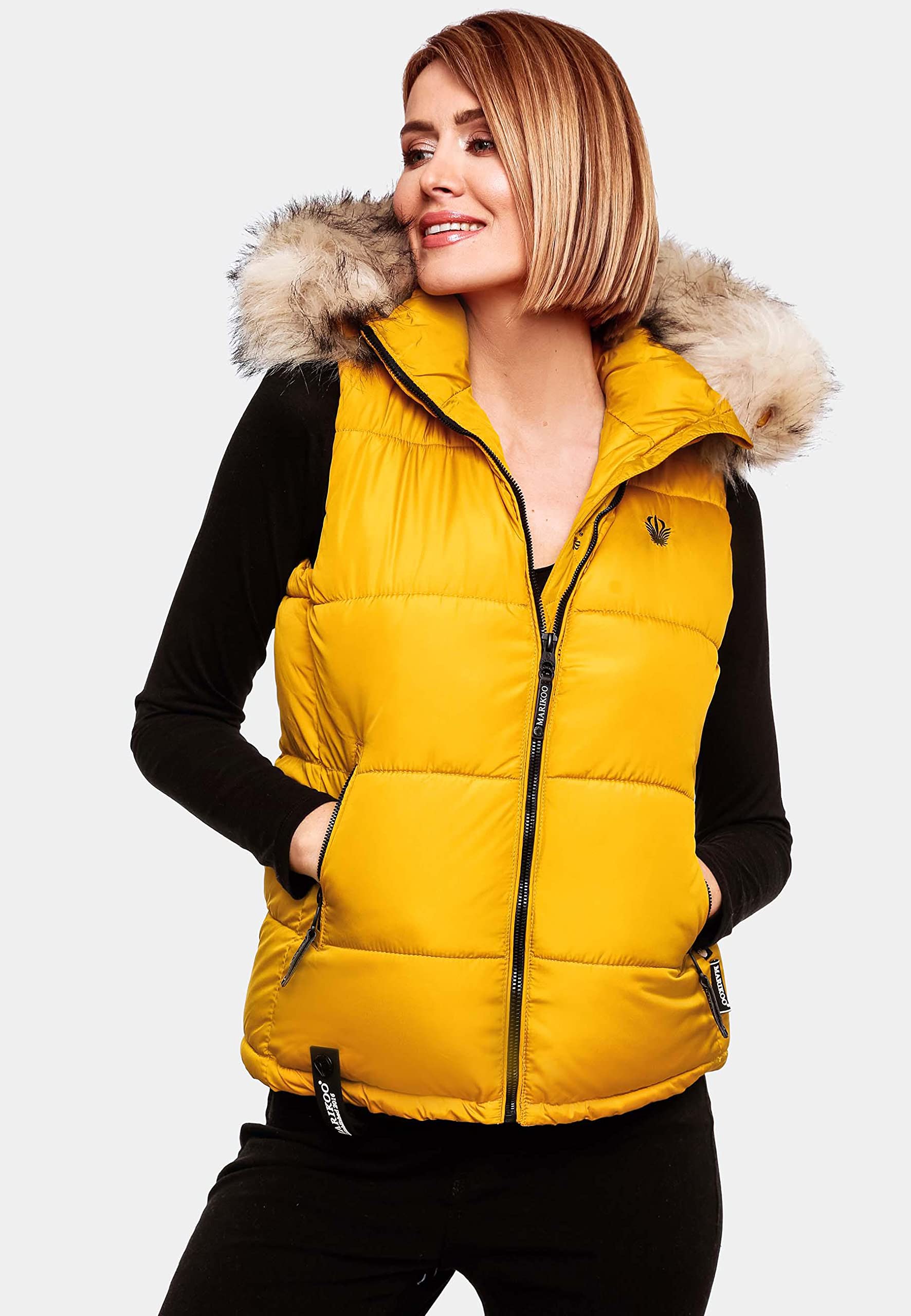 MARIKOO Chaleco acolchado para mujer con capucha extraíble, tallas XS-3XL
