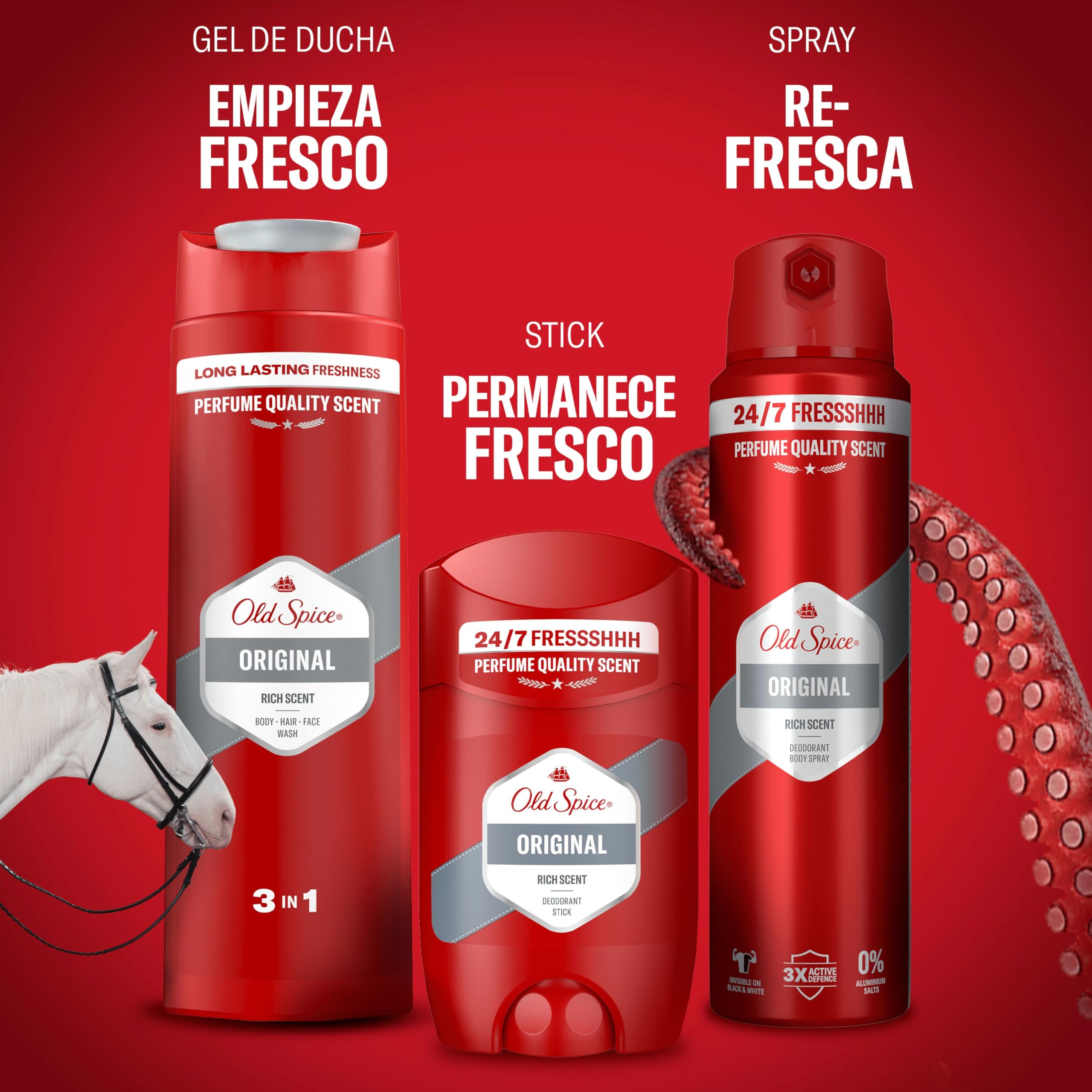 Old Spice Original Desodorante Corporal En Spray Para Hombres 150 ml, Fresco 24 Horas, Todos Los Días Con Uso Diario, Perfume Duradero, Fragancia Excepcional, Protección Contra El Mal Olor
