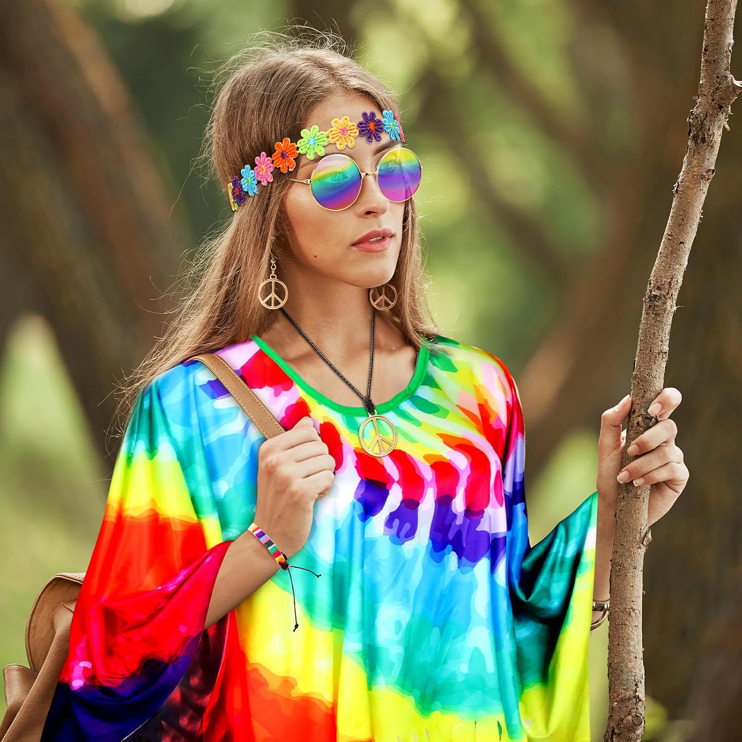 Hicarer - Brandclub - Hicarer 7Pcs 60s 70s Hippie Costume