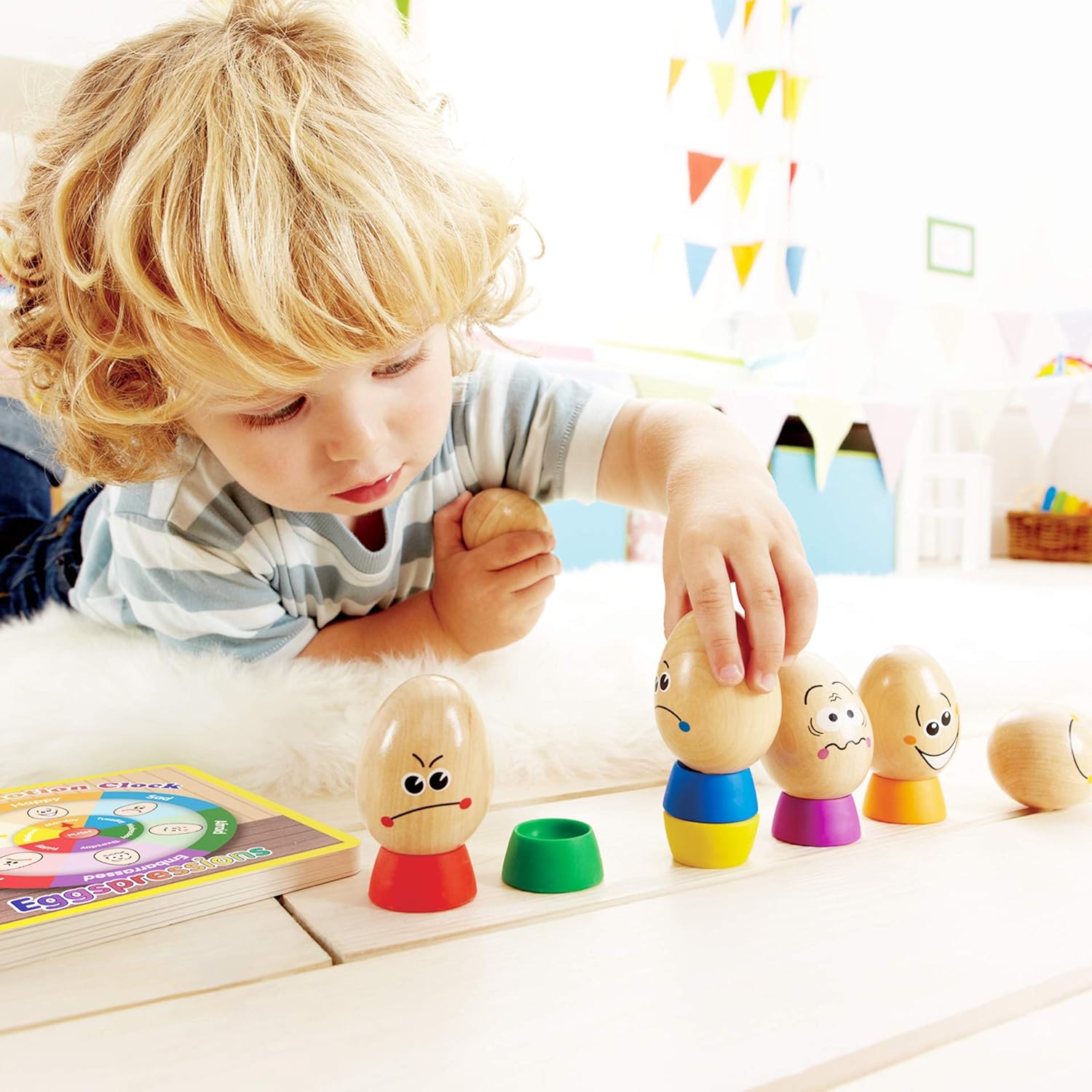 Hape Eggspressions Wooden Learning Toy with Illustrative Book, 13 pieces