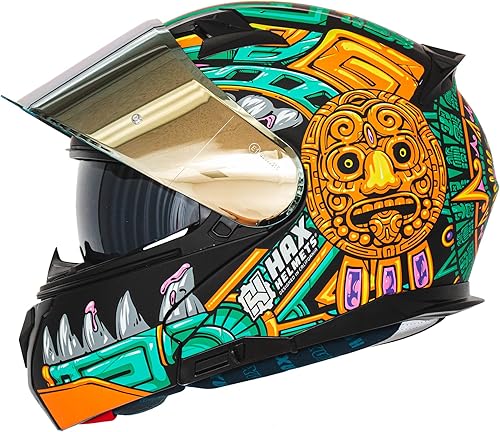 Miniatura 9 de HAX Amatista - Casco modular abatible de doble visera, aprobado por DOTECE, ligero, cómodo y elegante para hombres y mujeres (negro mate, L)