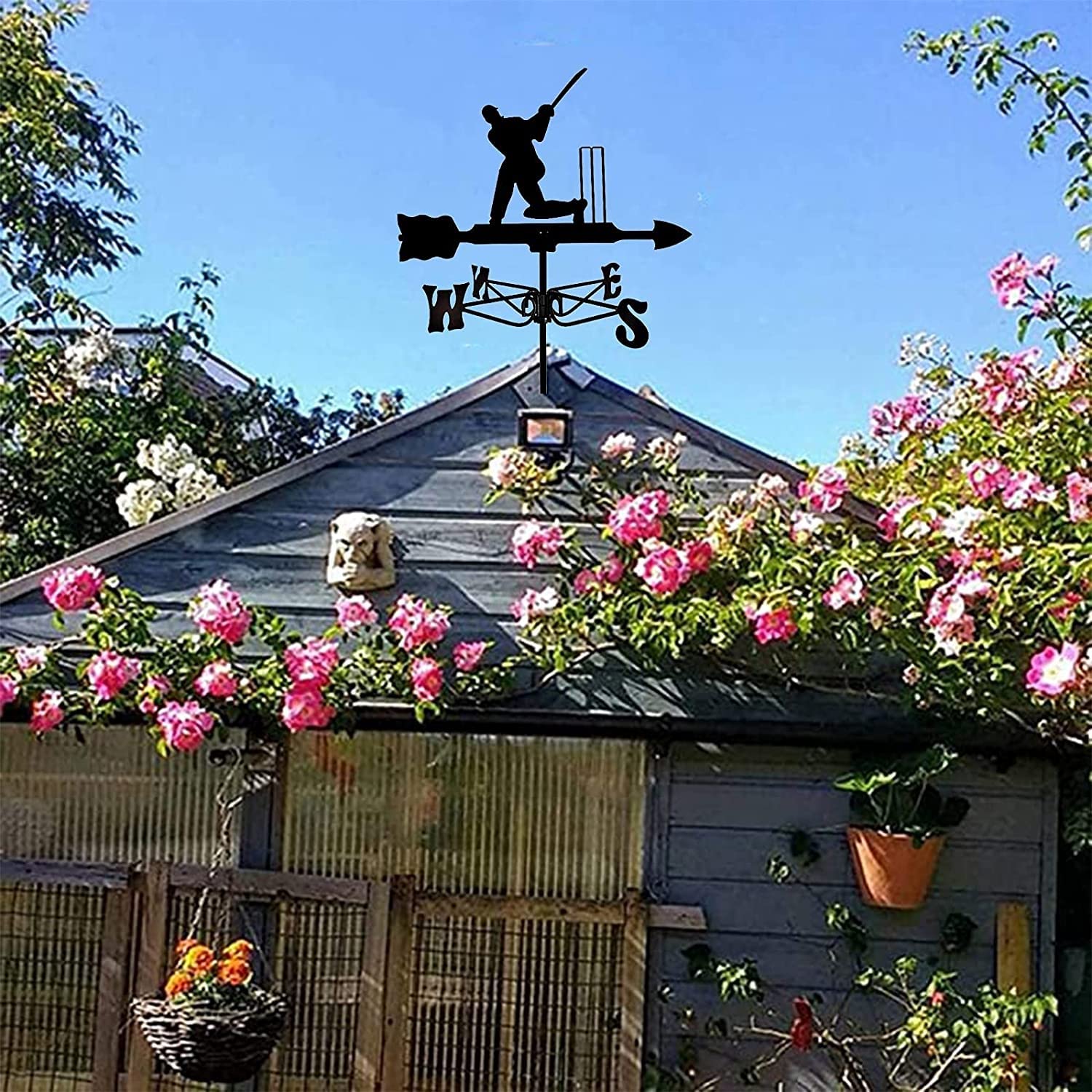 Metalowa wiatrowskaz, wiatrowskaz baseballowy Dekoracyjna wiatrowskaz Weathervane Garden Mount Yard Stake, Iron Weather Vane Farm Trwała scena, narzędzie pomiarowe Budowa palików o