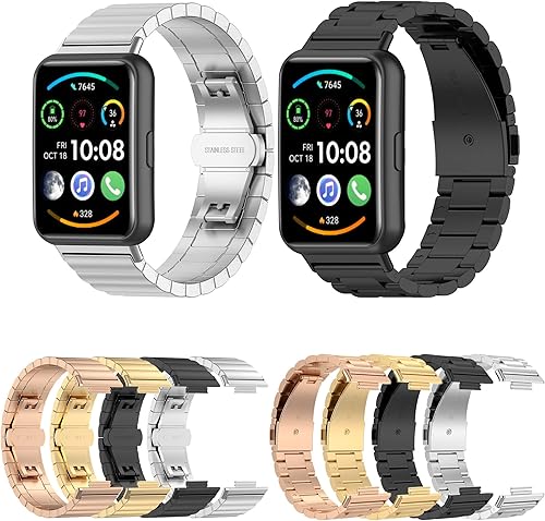 Miniatura 7 de E ECSEM Correa de metal compatible con HUAWEI Watch FIT 2 bandas para hombres y mujeres, correa de repuesto de acero inoxidable para reloj FIT 2,