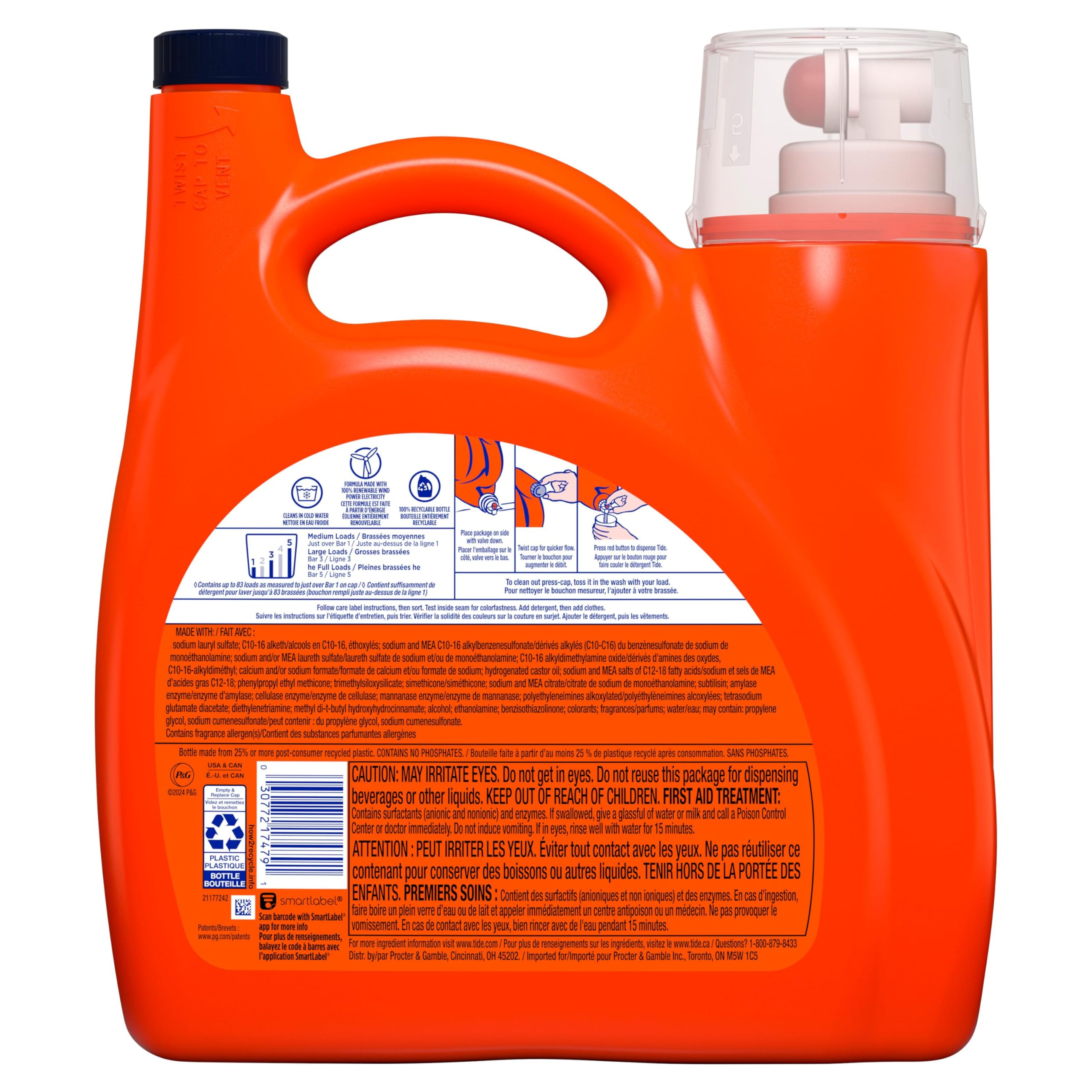 Tide Ultra Coldwater Liquid Laundry Detergent, Original Scent, Laundry Detergent Liquid Formulated for Cold Water, 83 Loads, 3.46L