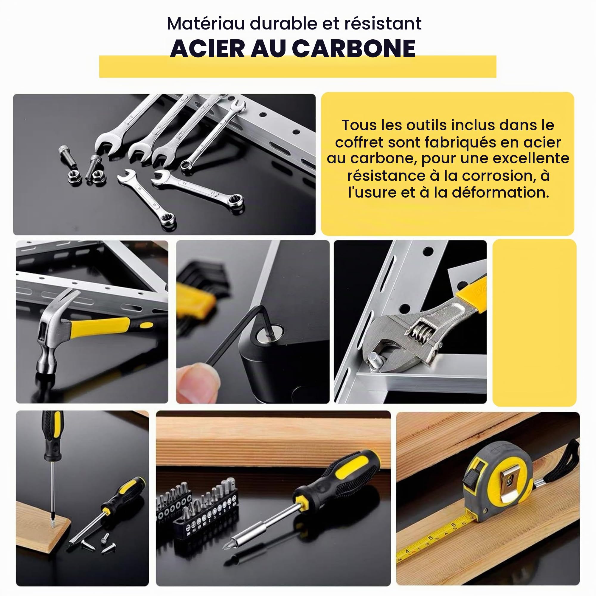 Coffret à Outils Complète. Kit d’Outils Portable. Caisse à Outils de 108 Pièces pour le Bricolage. Boite à Outils Ménagers. Malette Outils pour les Réparations Domestiques et l’Usage Général.