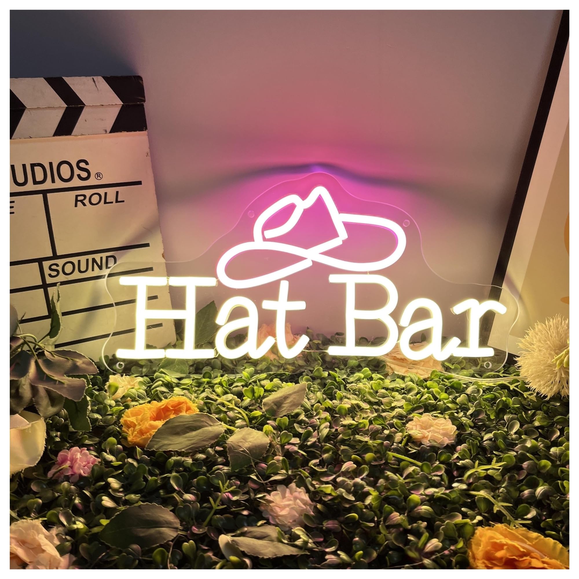 RONGCH Hanging Art Signs Hat Bar Neon Sign Cowboy Decor Room Bedroom Game Pet Store Birthday Party Business Restaurant Convenience Stores Supermarket 45cm