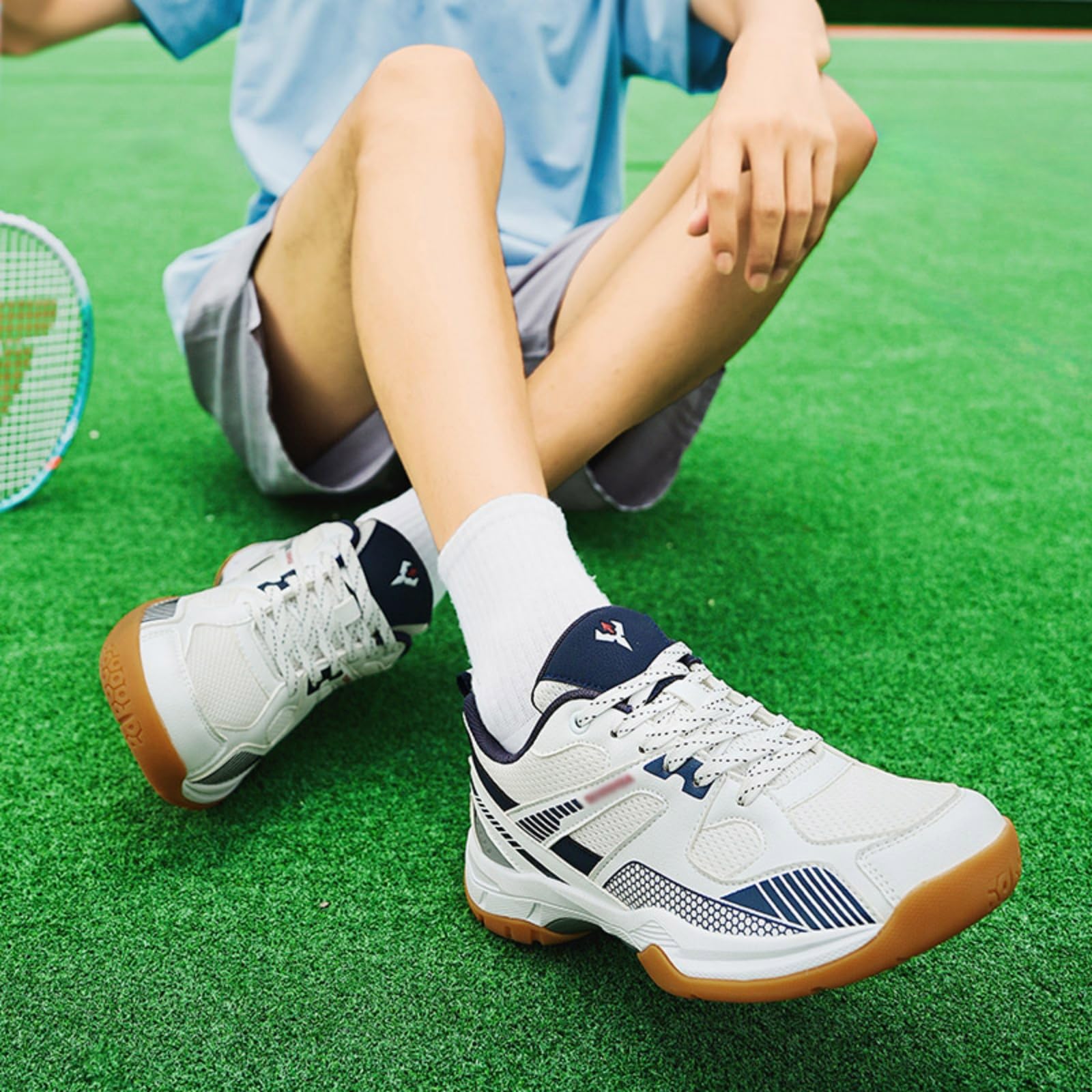 JiuQing Męskie buty do badmintona i pickleballa lekkie i przewiewne obuwie na kort