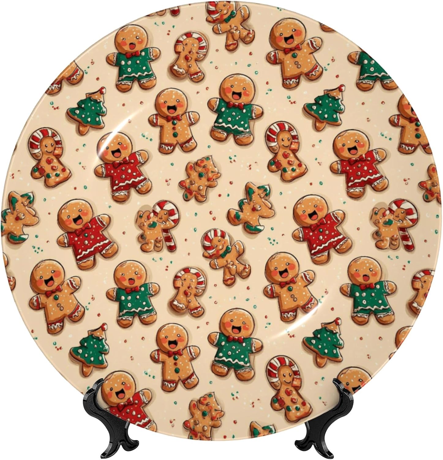 Decorative Plate Ceramic Plate for Wall Hanging 10in Accent Plate for Office Living Room Hallway Table Decor - Christmas Gingerbread 5
