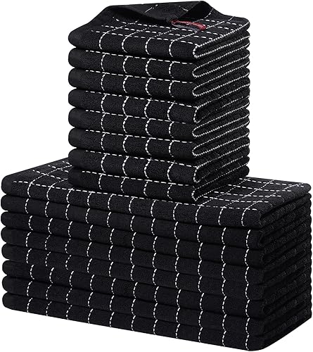 Miniatura 26 de Homaxy Juego de toallas de cocina y paños de cocina, 12 x 12 y 13 x 28 pulgadas, juego de 8 toallas de cocina de rizo de algodón a granel, diseño a