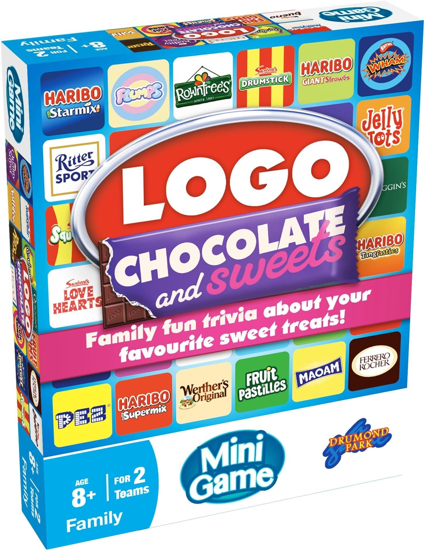 Drumond Park Logo Chocolate & Sweets Mini Board Game | Fun for Groups – Adults & Families | Travel-Size Trivia Game | Perfect for Parties & Game Nights