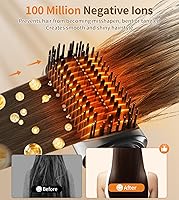 Vista 3 de Kit de cepillo de secador de pelo 9 en 1, potente secadora profesional de aire caliente de 1200 W con funda, rizador de aire automático de 110,000