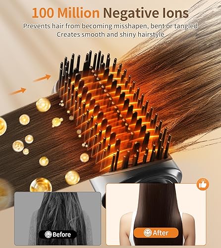 Miniatura 3 de Kit de cepillo de secador de pelo 9 en 1, potente secadora profesional de aire caliente de 1200 W con funda, rizador de aire automático de 110,000