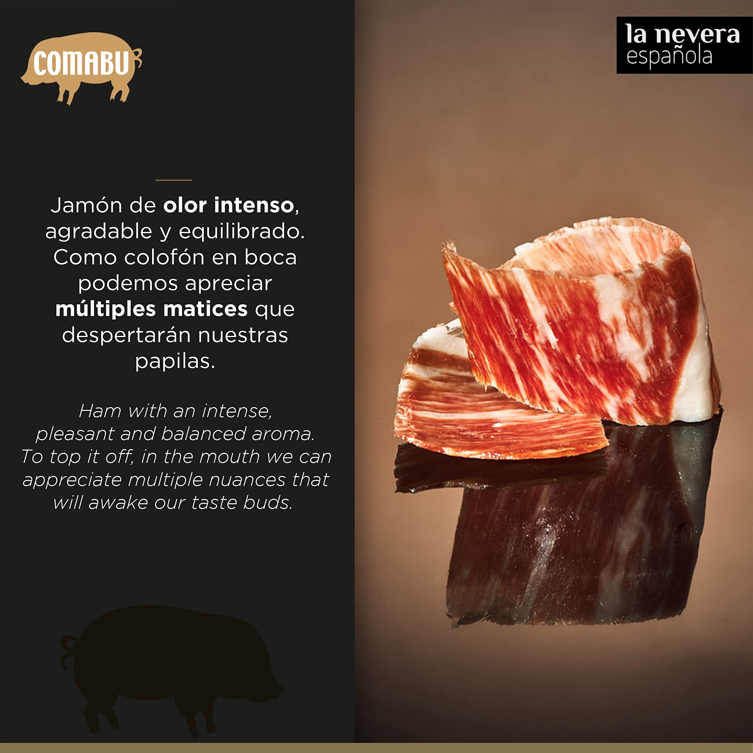 Comabu - Jamón Curado de 8.5 kg Aprox - Pieza de Jamón Serrano de 15 meses de Curación - Pierna Trasera de Cerdo Blanco