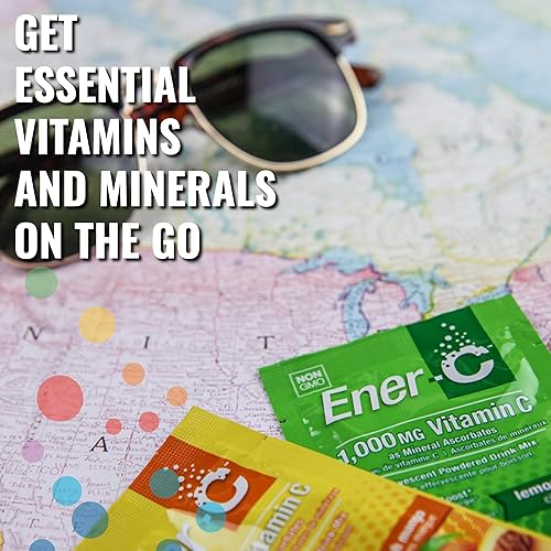 Miniatura 5 de Ener-C Mezcla de bebida multivitamínica de limón y limón, 1000 mg de vitamina C, sin OMG, vegana, polvo de jugo de fruta real, apoyo inmunológico