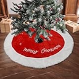 Christmas Tree Skirt Red Velvet 48 inches, Xmas Tree Stand Base Cover for Artificial Christmas Trees Decoration, Velvet Plush Red Christmas Tree Skirt Thick and Smooth Feeling (122CM)