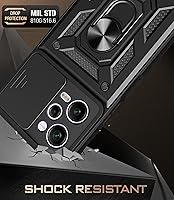 Vista 7 de CCSmall Funda para Xiaomi Redmi Note 12 Pro+ con cubierta de cámara deslizante, funda protectora de grado militar para teléfono con soporte de Negro