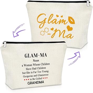 Sazuwu Grandma Gifts from Grandkids Makeup Bag First Mothers Day Gifts for New Grandma Glamma Birthday Gifts Cosmetic Bag Grandmother Gifts from Granddaughter New Grandma to Be Gifts Travel Pouch