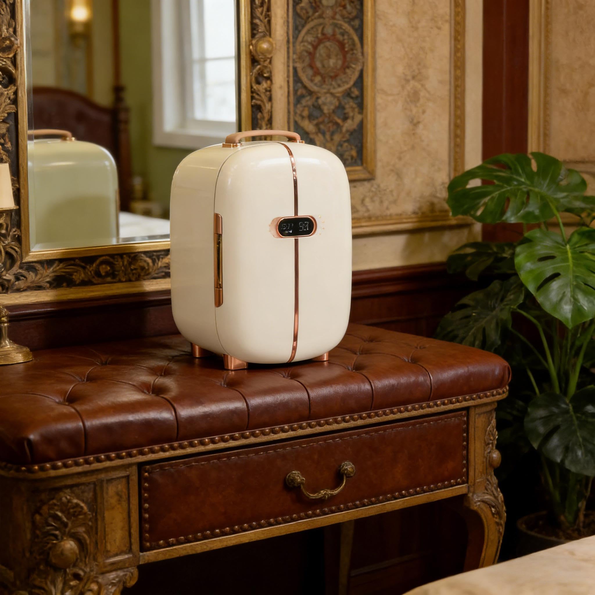 GOWE Cosmetics Mini Fridge,Portable Skincare Fridge,Small Refrigerator Cooler,Beauty Fridge