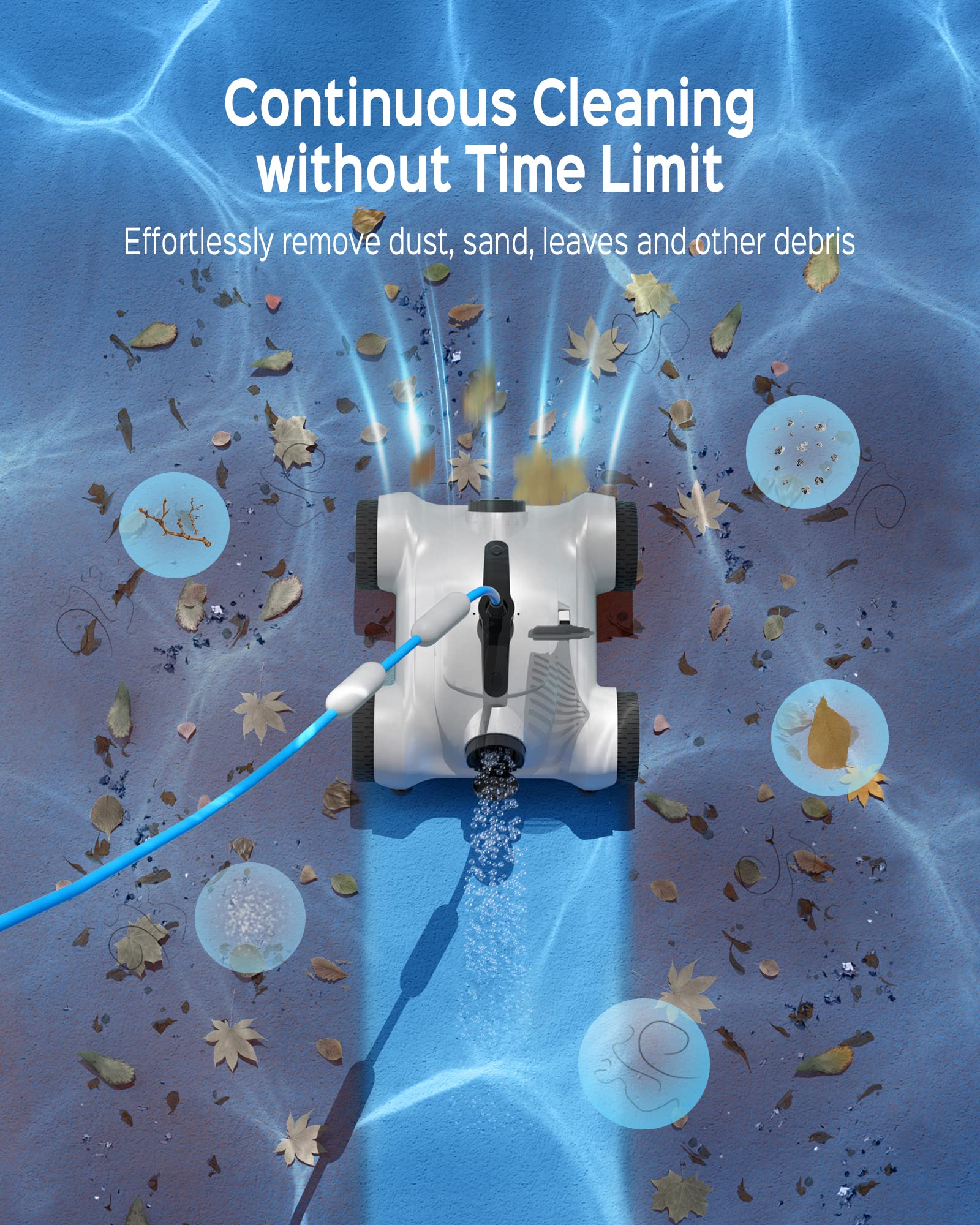 WYBOT Robot da piscina con 150 W, potente aspiratore per piscina con forte aspirazione e cicli di pulizia regolabili 1/2/3H