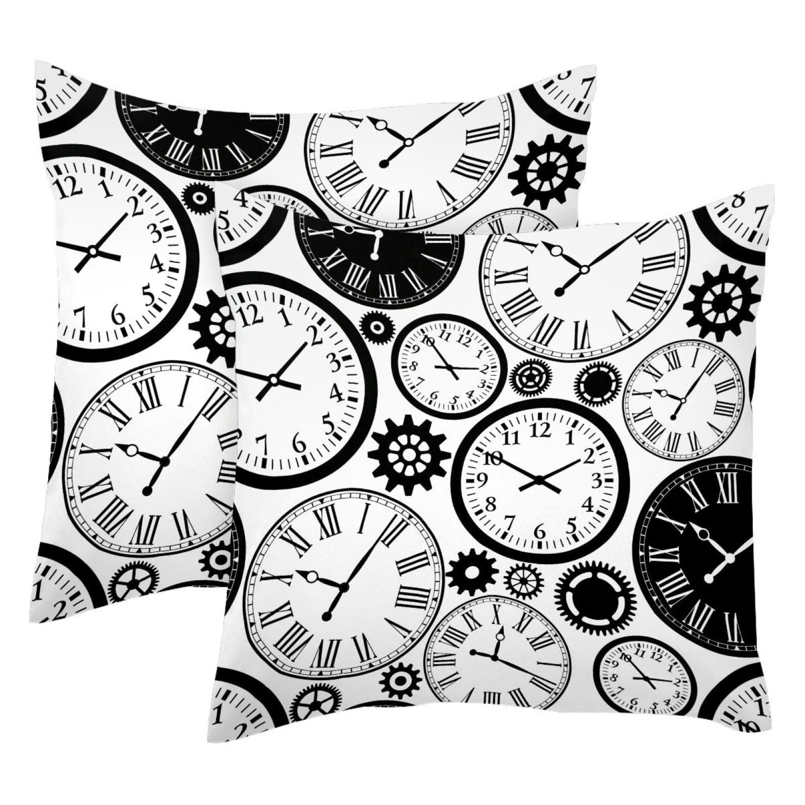 Housse de coussin velours 50x50 cm pour rénover un canapé terne avec style horloge rétro