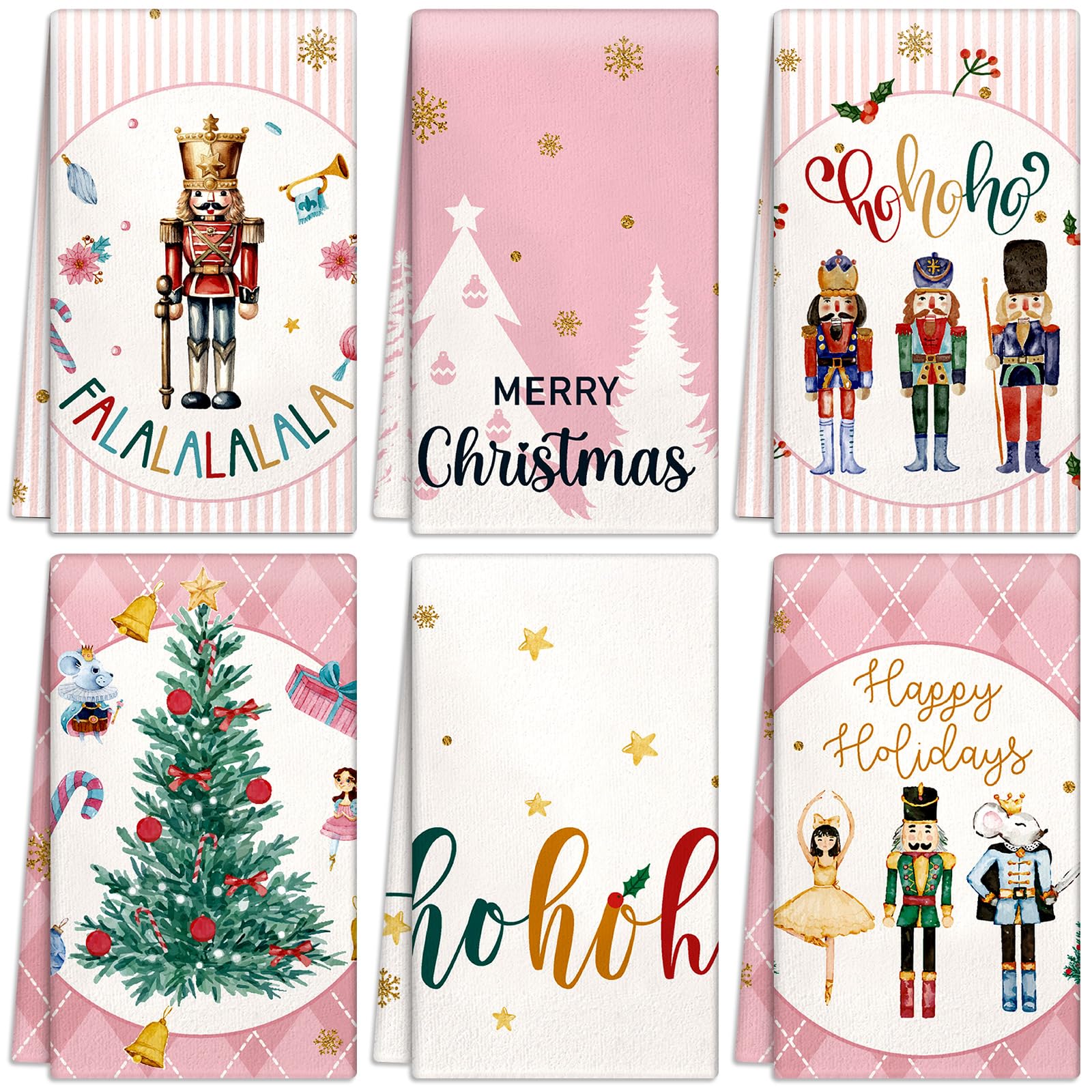 Zubebe 6 Pcs Merry Christmas Nutcracker Pink ...