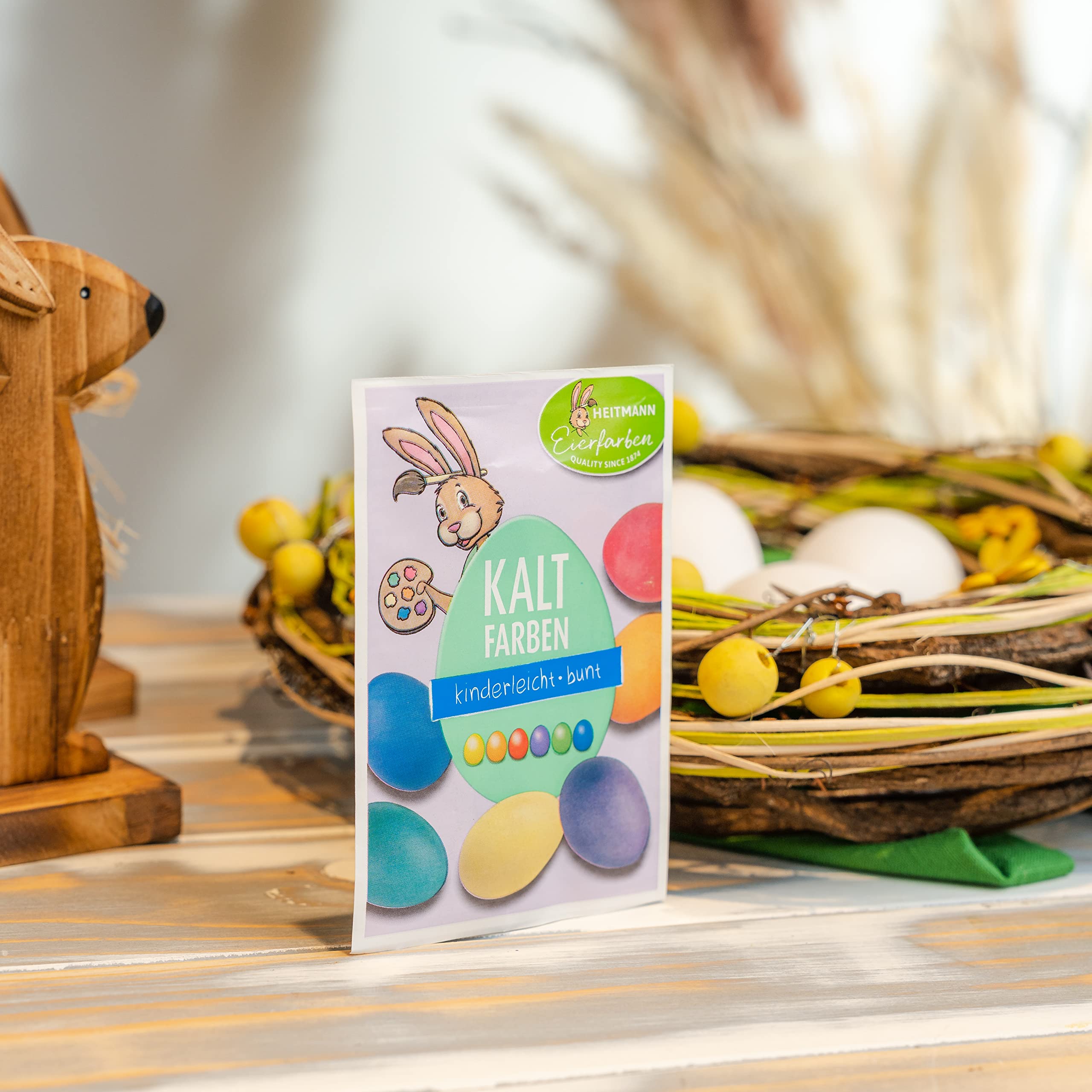 Set Colori Uova Pasqua Heitmann - 5 Colori Freddi Con Adesivi Divertenti Per Decorazione