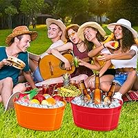 Vista 3 de Ice Buckets for Parties, 4.5 Liter Plastic Oval Beverage Tub with Handles Large Drink Bucket Bulk for Champagne Beer Wine Cocktails Cooler Christmas