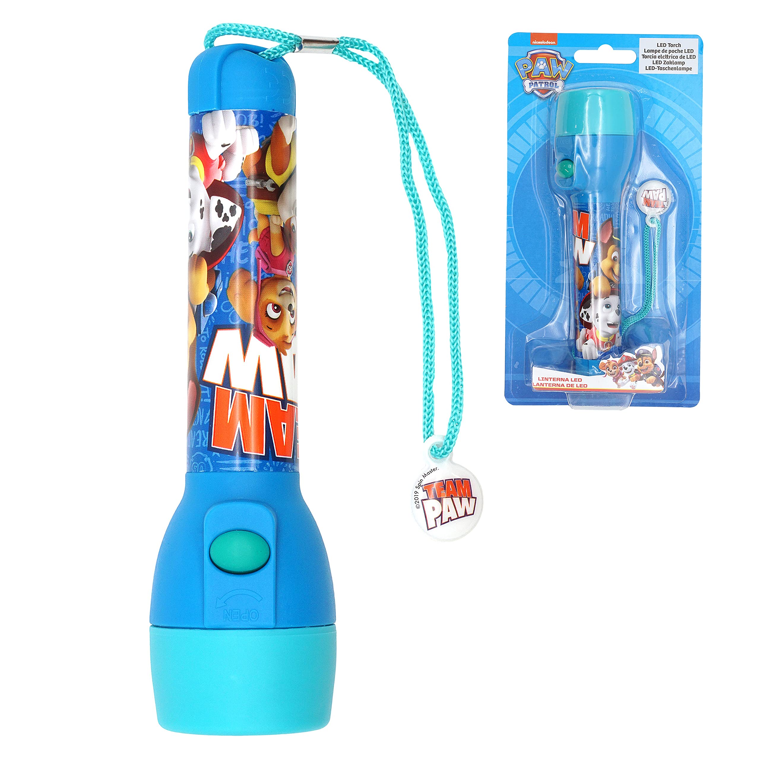 Kids LED Flashlight Torch 16cm - Paw Patrol Design, Super Bright, Non-Slip Grip, Includes 2X AA Batteries, Perfect Christmas, Birthday & Thanksgiving Gift for Boys & Girls