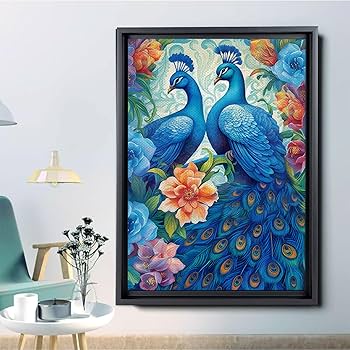 Amazon.com: Peacock Stained Painting With Beads Wall Art