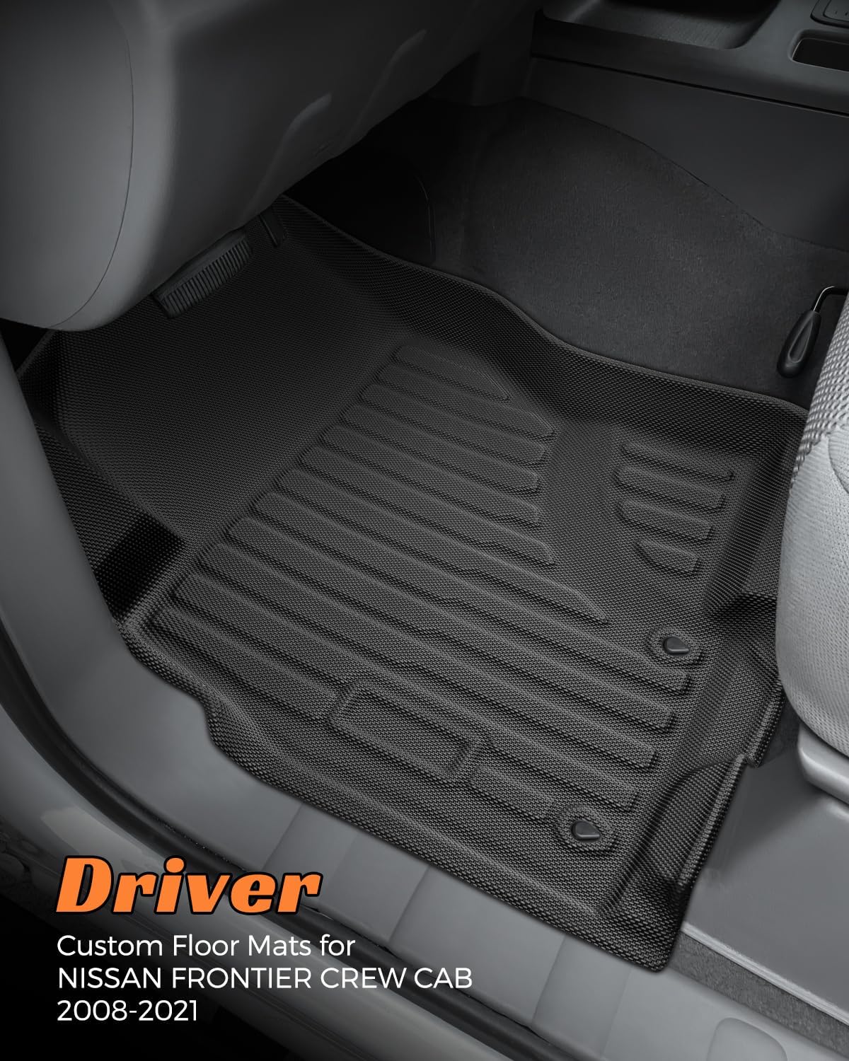 All Weather Car Floor Mats for Nissan Frontier Crew Cab: 2008-2021 4Door Anti-Slip Automotive Floor Liners, Front & Rear Row Set for Frontier Mid-Size Pickup Truck Accessories
