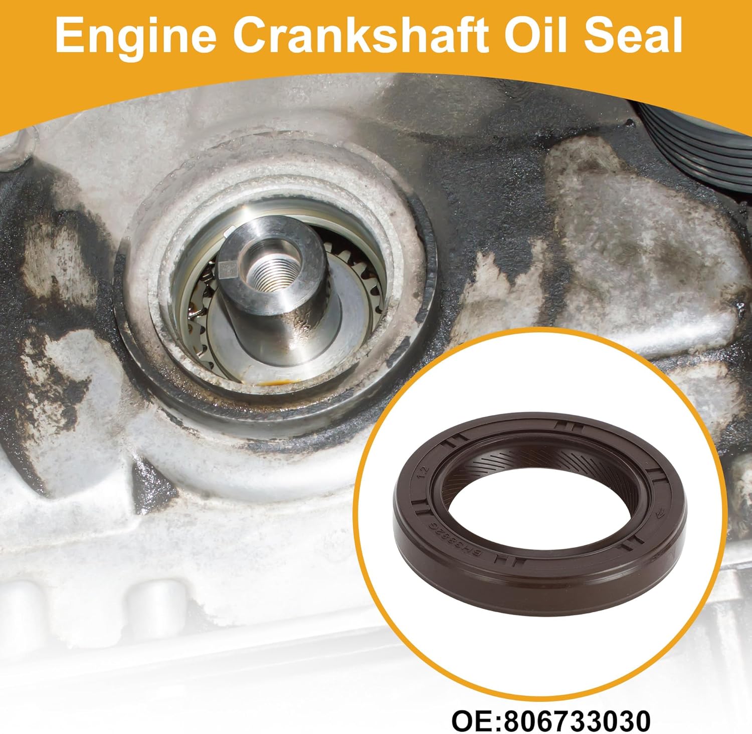 Crankshaft oil seal installed in an engine