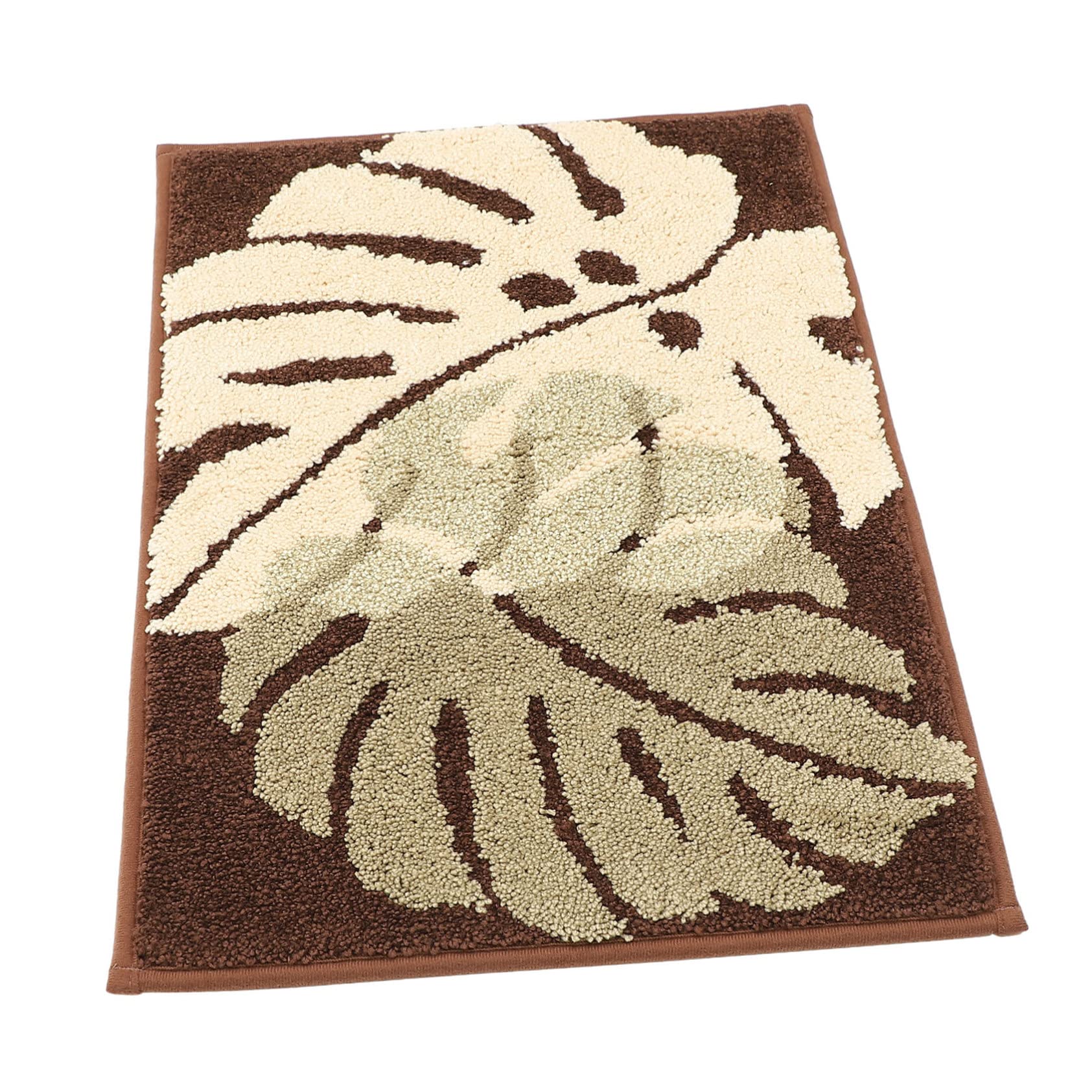 Tapis de sol antidérapant solide en polyester au motif feuilles avec un design moderne élégant