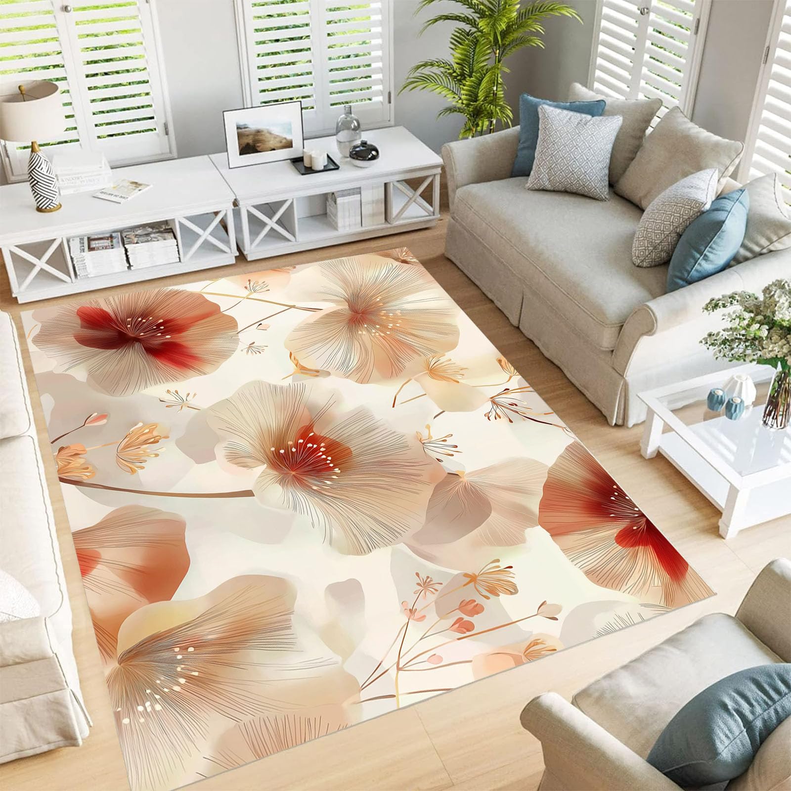 Tapis coquelicots lavable en machine 120x180cm entretien facile au quotidien