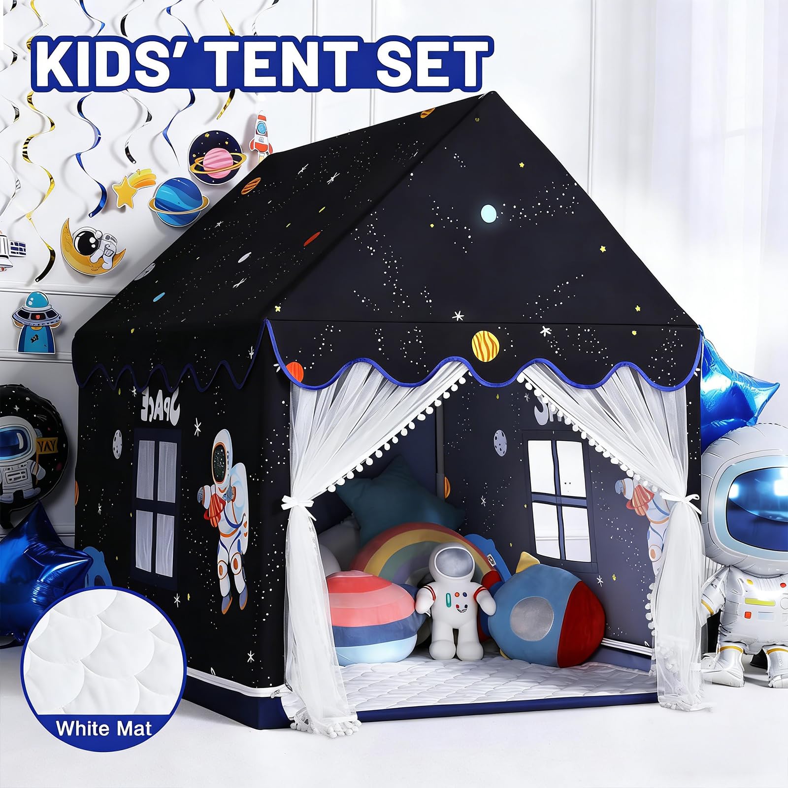 Wilwolfer Tente de Jeu Enfant extérieur : Cabane pour Enfants - Tente de Jeu pour Enfants avec Tapis - Maison de Jardin Enfant pour l'intérieur et l'extérieur