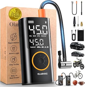 OlarHike 2-Pack Tire Inflator Bundle for 4000mAh Dual Hoses & 4000mAh Single Hose