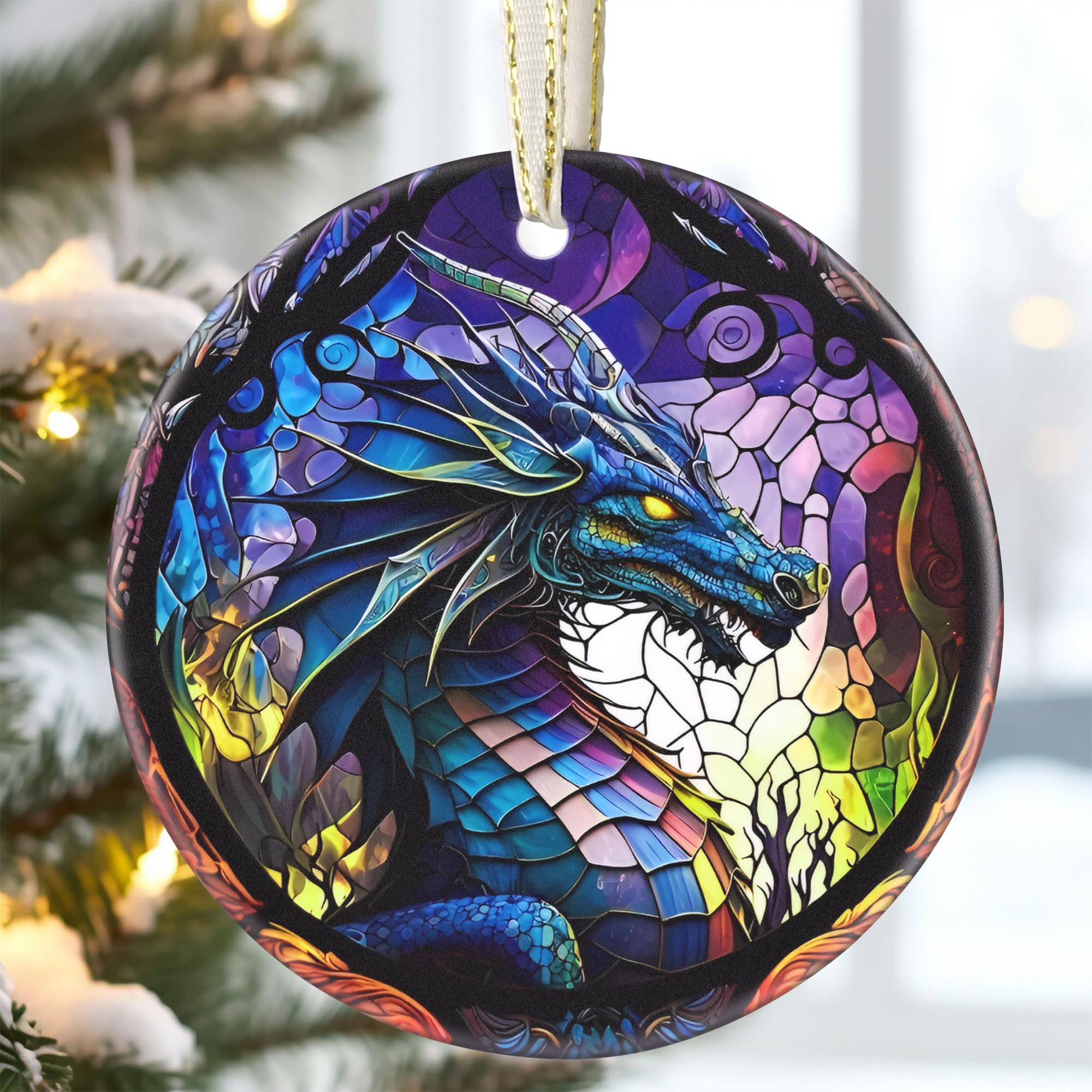 Dragon en céramique de 8,9 cm pour sapin de Noël, une déco originale