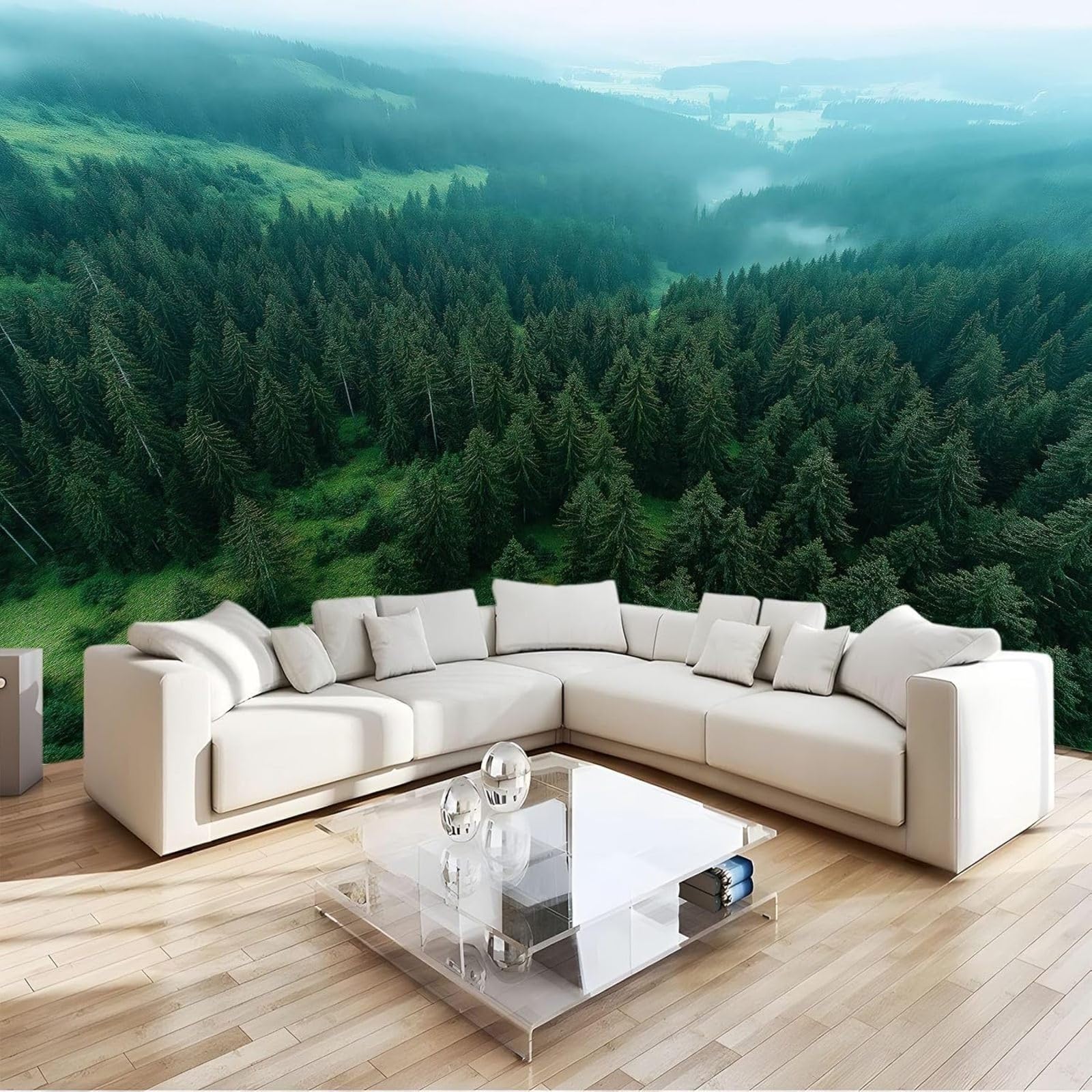 hgjdjhnf Photo Wallpaper Natural Landscape Pine Forest Modern wall Mural Living Room Bedroom Wall Art Wall, Green, 300cm x 210cm