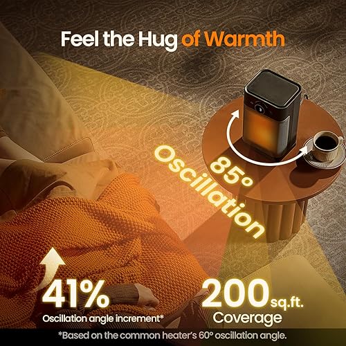 Miniatura 3 de Cegsin Calentador de espacio, calentadores eléctricos portátiles oscilantes de 85 para uso en interiores, calor de seguridad rápido PTC de 1400 W,