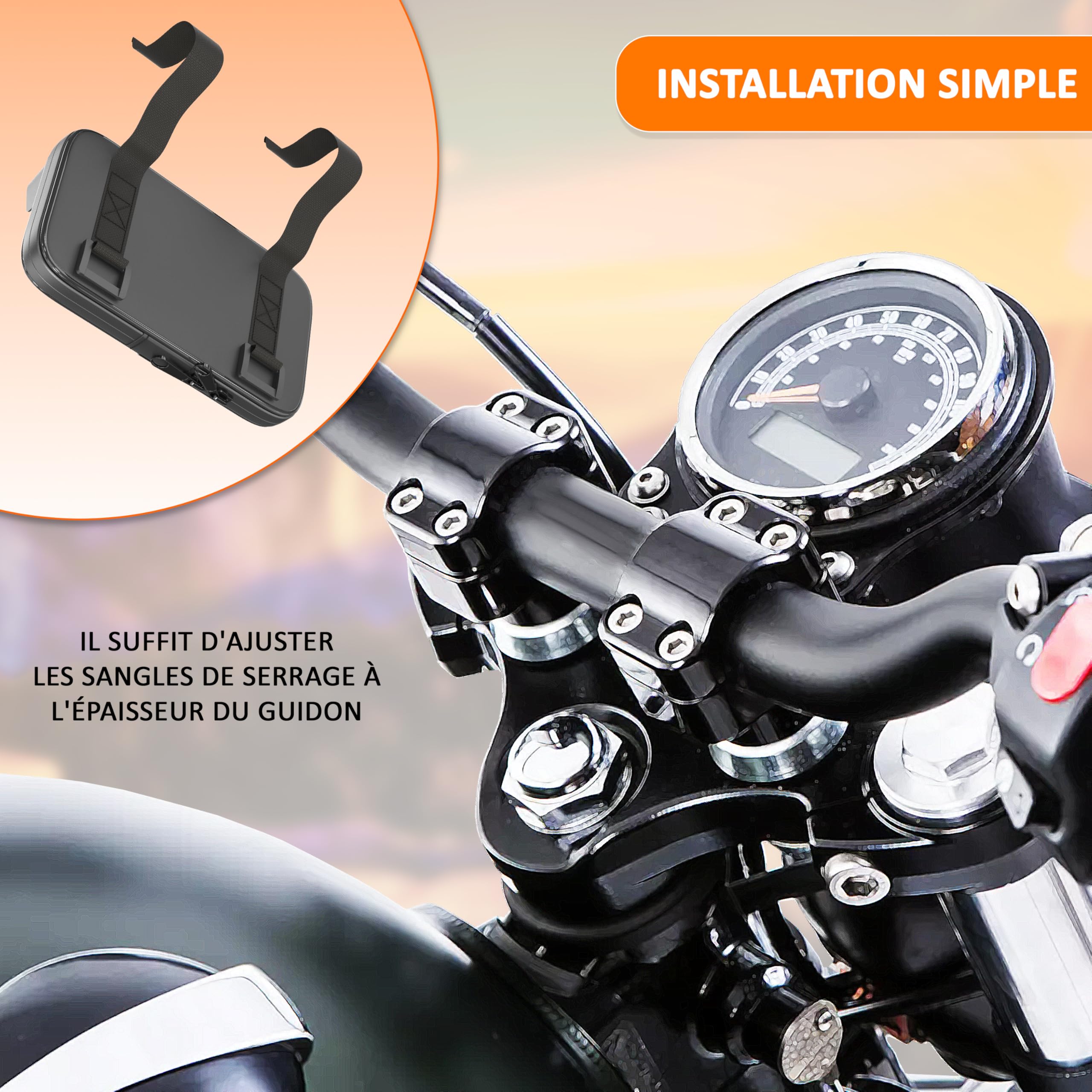 Support Téléphone Moto Étanche avec Visière, Écran jusqu'à 7,5" | Sacoche, Guidons Tous Types, Compatible Smartphones