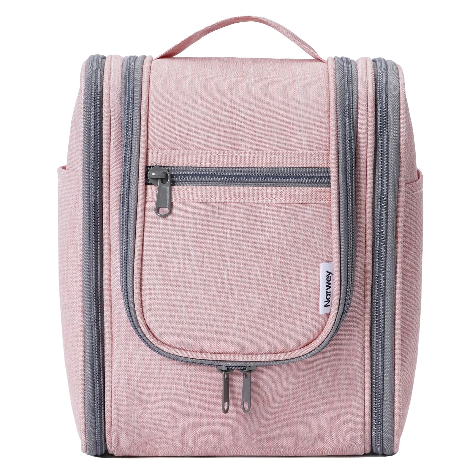 Narwey Small Hanging Toiletry Bag Women Travel Makeup Bag Organizer Toiletries Bag for Travel Size Essentials Accessories Cosmetics (Medium, Pink)