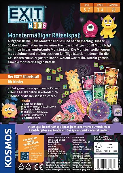 KOSMOS 683733 EXIT® - Das Spiel Kids - Monstermäßiger Rätselspaß, Rätselspiel ab 5 Jahre für 1-4 Kinder, mehrfach spielbar, Escape Room Spiel, EXIT Game, Kinderspiel - 2