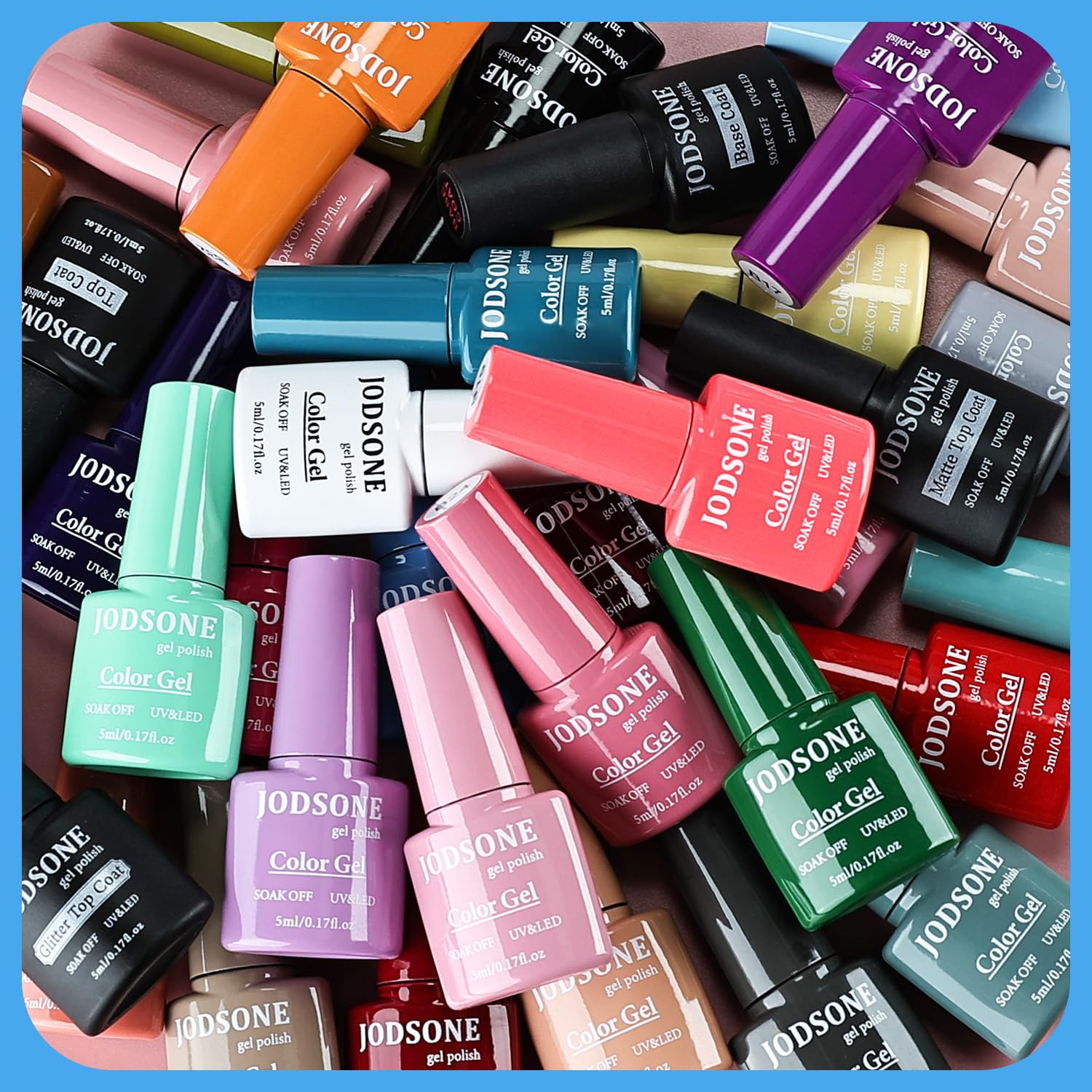 JODSONE Same Color Same Bottle 36 Colors Gel Nail Polish with U V Light Soak Off Glitter Base Top Matte Coat Manicure Salon Home DIY