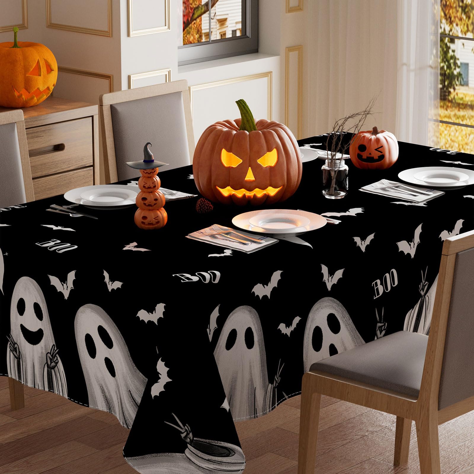 Yarcooly Nightmare Before Christmas Tablecloth - 60x80 Inch Rectangle, Waterproof, Halloween/Christmas Decor - View #11