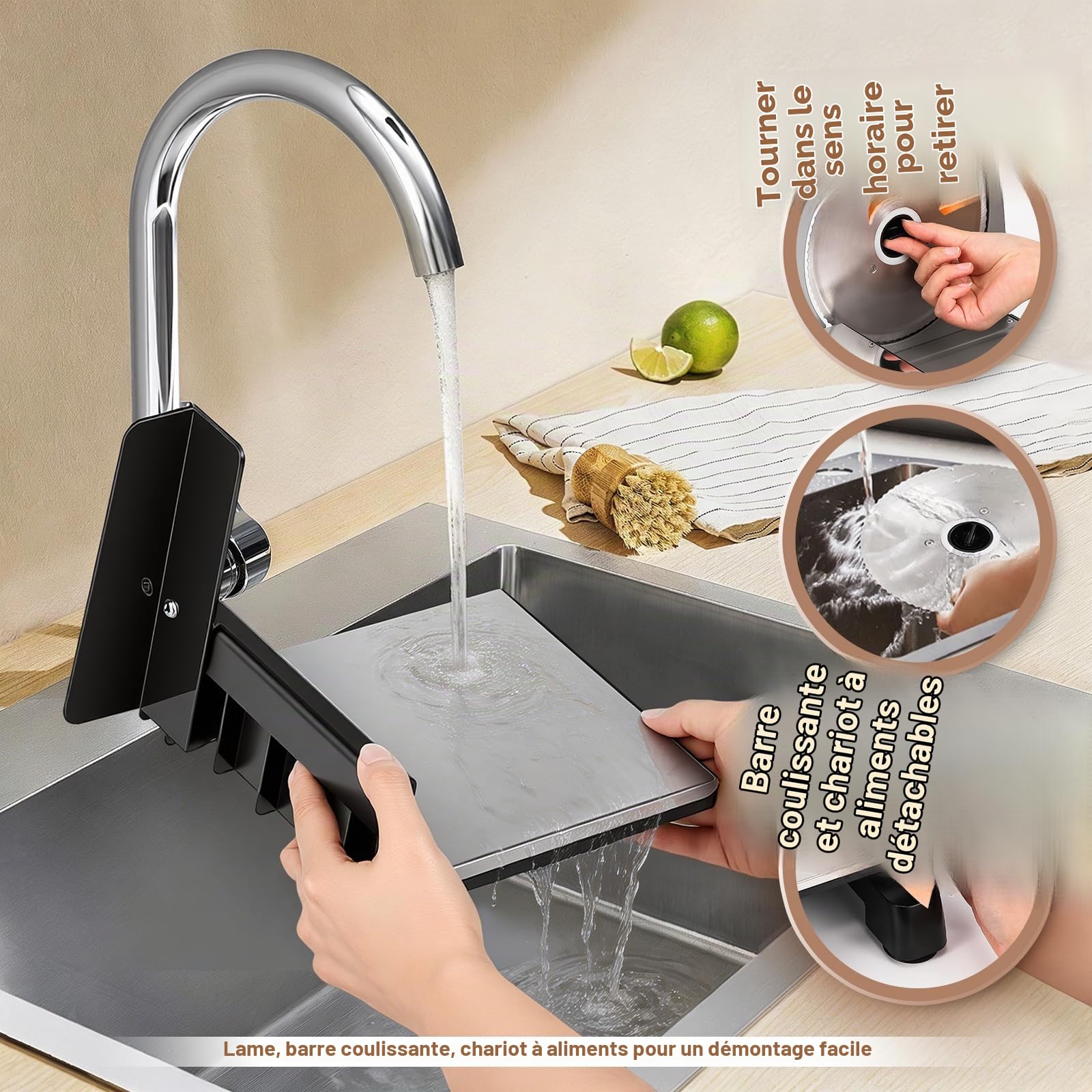 Moongiantgo Trancheuse Électrique, 19cm Lame*2, Epaisseur Réglage de 0-18mm | Amovible Lame en Acier Inox, 200W, Sécurité Enfant, pour Viande, Fromage, Pain, Jambon & Légumes, Domestique Usage