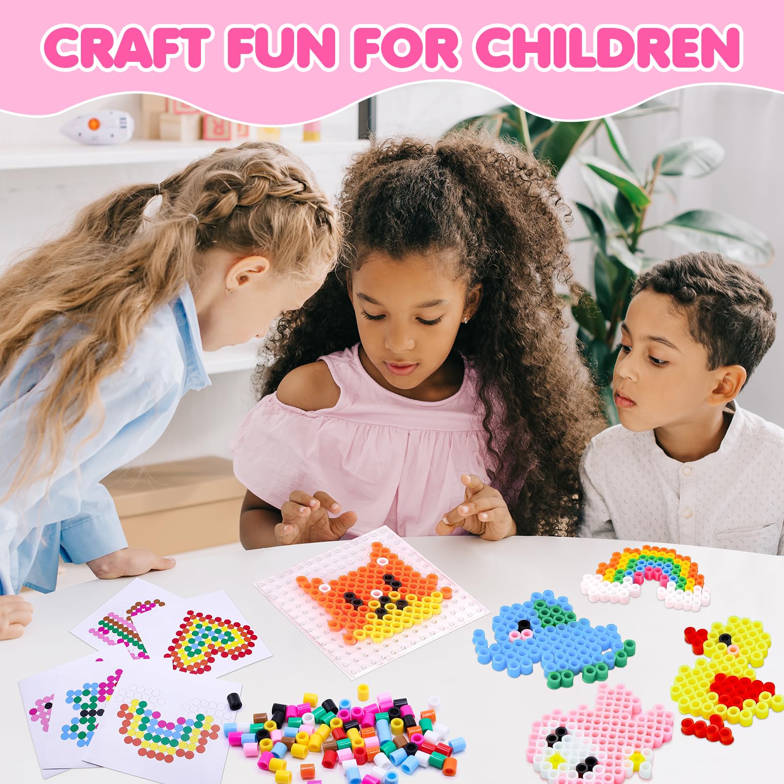 Set De 1250 Cuentas XL De 10 Mm, 15 Colores, Con Placas, Patrones De Tráfico Y Papel Para Planchar – Manualidad Infantil Creativa
